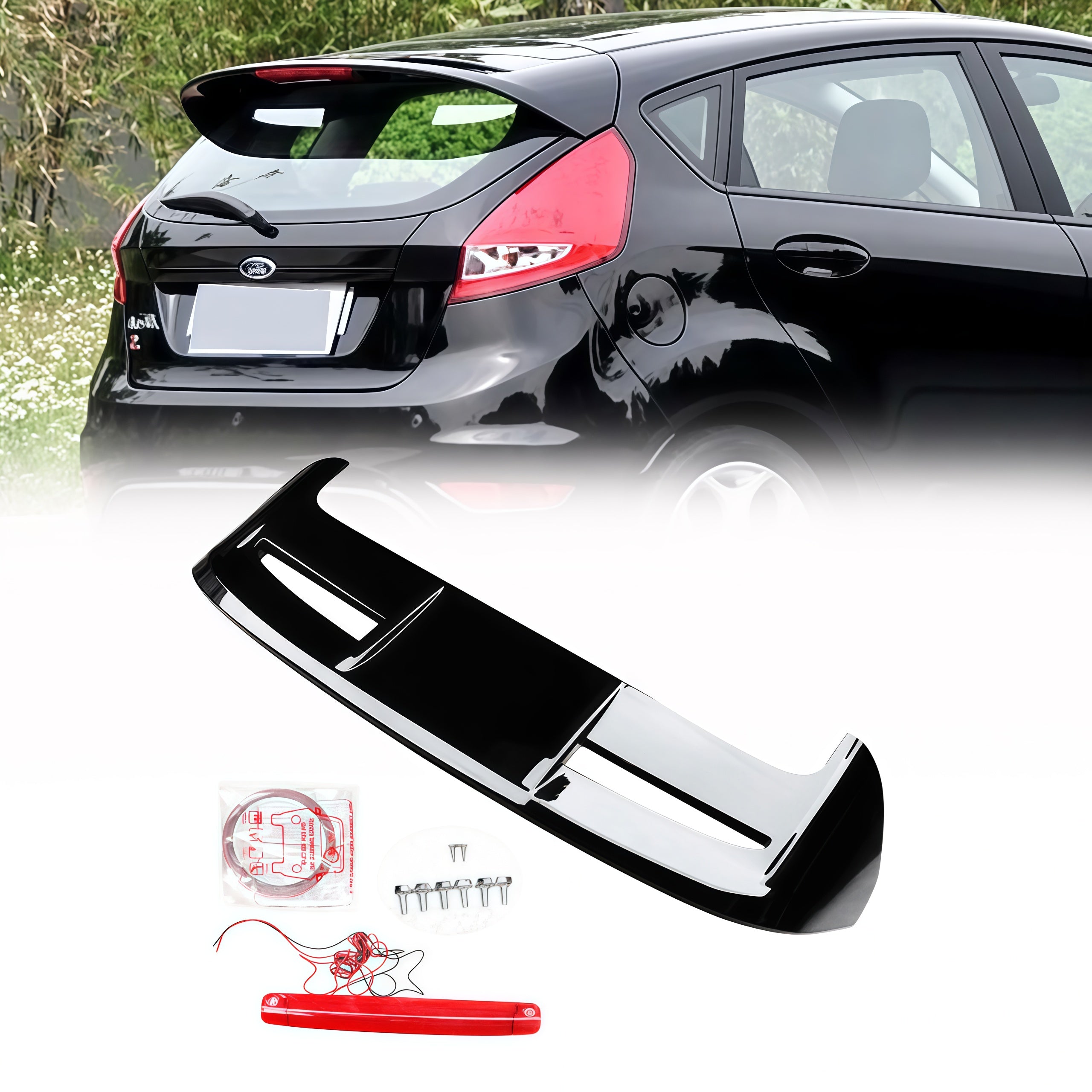 Rear Spoiler For Ford Fiesta ST Style MK7 MK7.5 Spoiler 2009-2019 Gloss Black Trunk Wing