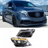 Full LED Headlights For V-Class Vito W447 MPV 2014-2023 Blue DRL Front Car Lights