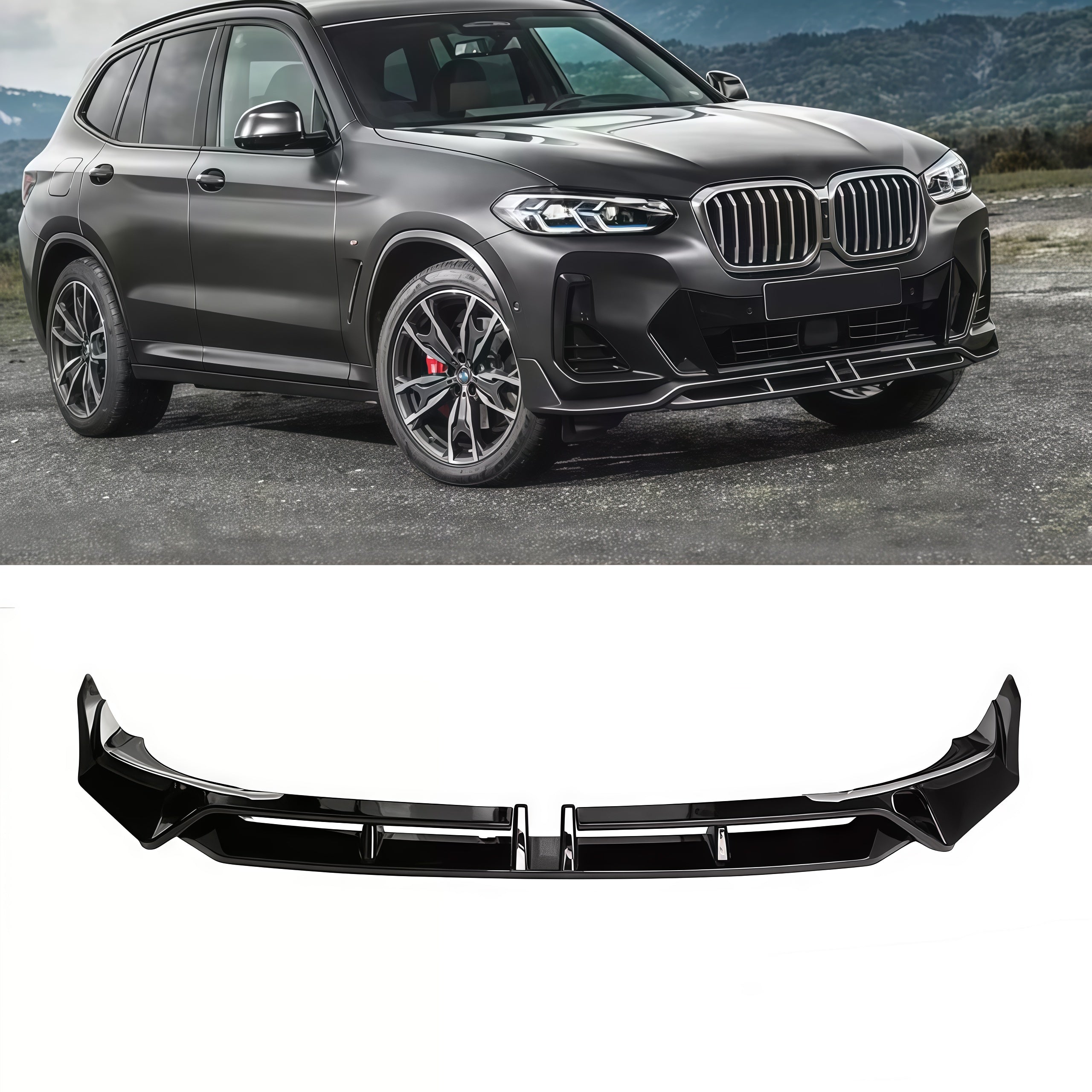 For 2022-25 BMW G01 X3 G02 X4 LCI M Sport MP Style Front Bumper Lip Splitter Gloss Black