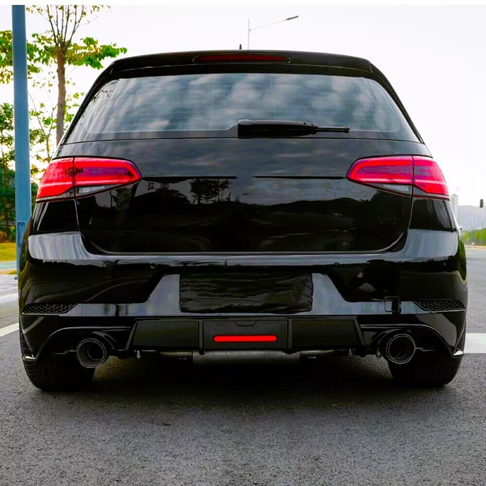Rear Diffuser for VW Golf 7 MK7 MK7.5 with LED Lights Rear Bumper Lip Gloss Black
