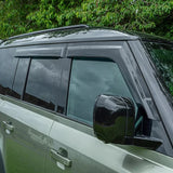 Upgrade your Land Rover Defender 90 110 130 with this 4-piece Wind Deflector set. No drilling required, these front and rear deflectors provide maximum protection against wind and debris while enhancing the vehicle's sleek design. Perfect for any adventure, you can confidently tackle any terrain in style.