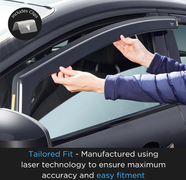 Audi A3 / S3 / RS3 Mk3 2013-2020 5 Door Hatchback Wind Deflectors – 4pc Set, Tinted In-Channel, Reduce Wind Noise and Enhance Ventilation in All Weather