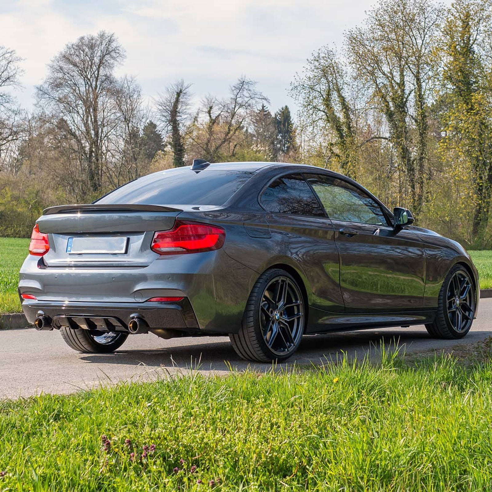 Rear Diffuser For BMW 2014-2021 F22 2 Series M Performance Rear Bumper Lip Gloss Black