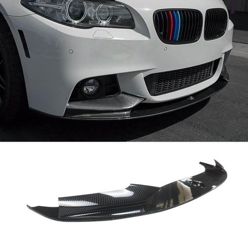 For BMW 5 Series 2011-2016 F10 M Sport One Piece Front Bumper Lip Splitters Carbon Fibre Look