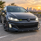 MMO Front Bumper Lip Splitter Fit for 2013-2020 VW Golf MK7 MK7.5 R GTD GTI TDI Painted Gloss Black One Piece Style Without Logo