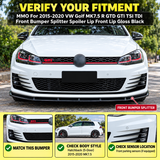MMO For 2015-2020 VW Golf MK7.5 R GTD GTI TSI TDI Front Bumper Splitter Spoiler Lip Front Lip