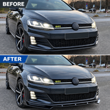 MMO Front Bumper Lip Splitter Fit for 2013-2020 VW Golf MK7 MK7.5 R GTD GTI TDI Painted Gloss Black One Piece Style Without Logo