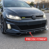 MMO Front Bumper Lip Splitter Fit for 2013-2020 VW Golf MK7 MK7.5 R GTD GTI TDI Painted Gloss Black One Piece Style Without Logo
