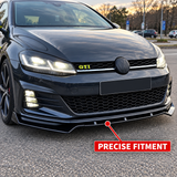MMO Front Bumper Lip Splitter Fit for 2013-2020 VW Golf MK7 MK7.5 R GTD GTI TDI Painted Gloss Black One Piece Style Without Logo