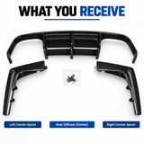 MMO Rear Bumper Diffuser with Corner Aprons Fit for 2015-2020 BMW F80 M3 F82 M4 F83 Matte Black MMO V Style Without Logo