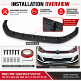 MMO For 2015-2020 VW Golf MK7.5 R GTD GTI TSI TDI Front Bumper Splitter Spoiler Lip Front Lip