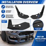 MMO For 2015-2021 Ford Mustang GT500 Style Front Bumper Corner Spoiler Winglet Splitters