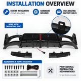 MMO For 2023-2025 BMW 3 Series G20 LCI  Rear Bumper Lip with LED Light Rear Diffuser