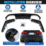 MMO Rear Bumper Diffuser with Corner Aprons Fit for 2015-2020 BMW F80 M3 F82 M4 F83 Matte Black MMO V Style Without Logo