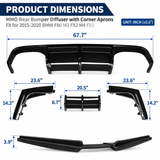 MMO Rear Bumper Diffuser with Corner Aprons Fit for 2015-2020 BMW F80 M3 F82 M4 F83 Matte Black MMO V Style Without Logo