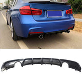 MMO Dual Single Exit Rear Diffuser For 2012-2018 BMW 3 Series F30 Carbon Fiber Print (New Style)
