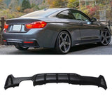 Rear Diffuser for 2014-2020 BMW 4 Series F32 F33 F36 420i 420d 428i 430i | M Performance Carbon Fibre Single Exhaust Two Outlet Lower Bumper Lip Matte Black