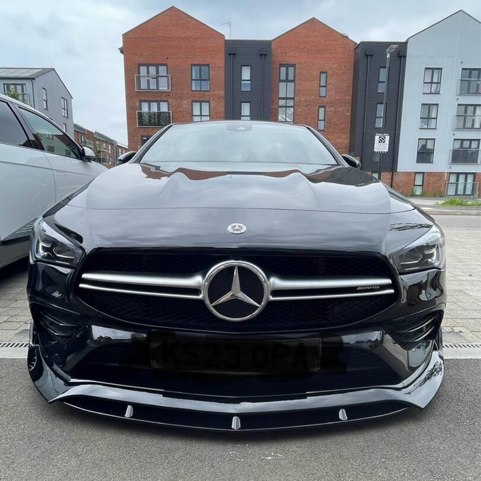 thumbnail image 2 of KEEPDSGN Front Bumper Lip Splitter For Mercedes-Benz CLA 200/250 (C117/C118) – Glossy Black With Red Accent, 3-Piece 2 of 5