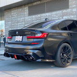 Gloss Black Rear Diffuser Lip With F1 Light & Tips For BMW 3 Series G20 G21 M Sport