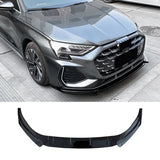 MMO Front Lip For 2025+ Audi A3 8Y Sline Front Bumper Spoiler Splitter Lip Kit Gloss Black