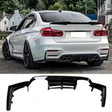 For 2015-2020 BMW F80 M3 F82 M4 F83 3PCs Rear Diffuser V Style Rear Bumper Lip Gloss Black