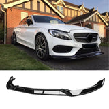 Front Lip for 2015-2018 Benz C-Class W205 Sport 3PCS Front Bumper Lip Splitter Gloss Black