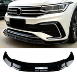 MMO 3PC Front Lip For 2021-2023 Volkswagen Tiguan Rline Front Bumper Spoiler Kit