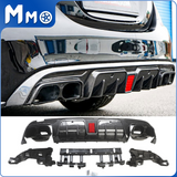 MMO Rear Diffuser for 2015-2021 Mercedes Benz W205 C-Class AMG C63 C63S C43 C43S Sedan Brabus Style Rear Bumper Lip
