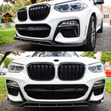 Front Lip For 2018-2021 BMW G01 X3 G02 X4 M-Sport 2PCs Front Bumper Splitter Carbon Fibre Look