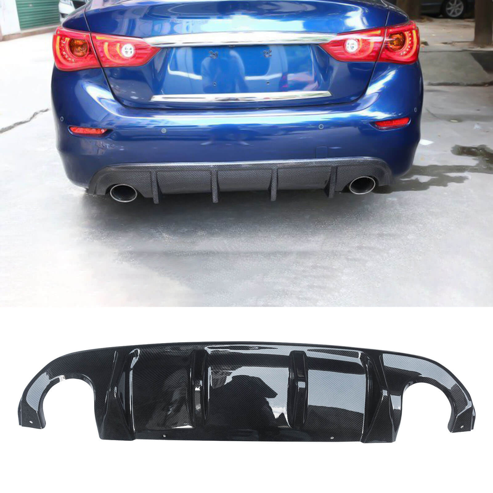 For 14-17  Infiniti Q50 Rear Diffuser ABS Painted Lower Diffuser Valance