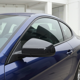Carbon Fiber Style Side Mirror Cover Overlays for 2016-2022 Tesla Model X, Painted ABS Caps (Not Replacement Parts)