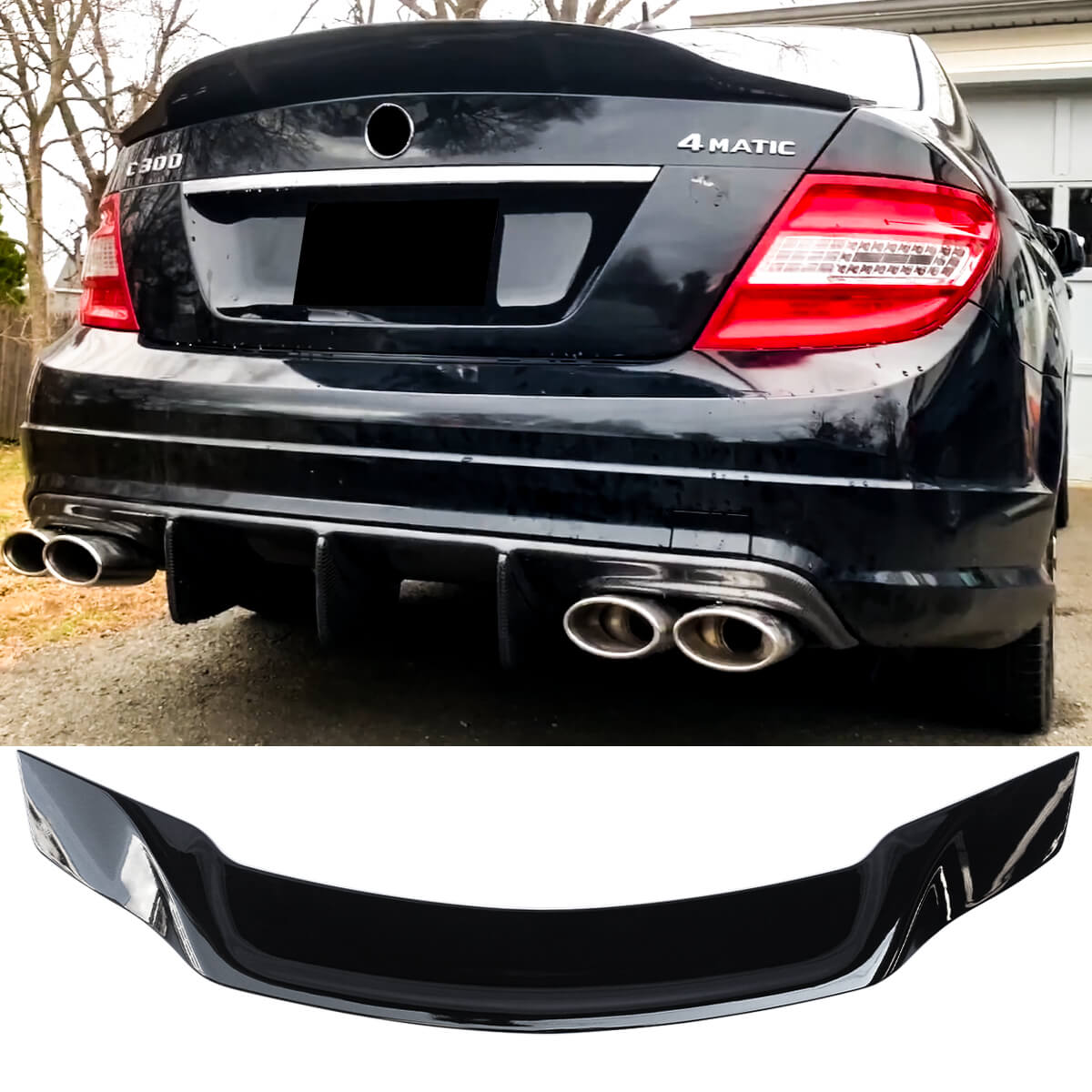 For 2008-2014 Mercedes-Benz C Class W204 C63 AMG Sedan Boot Spoiler Gloss Black