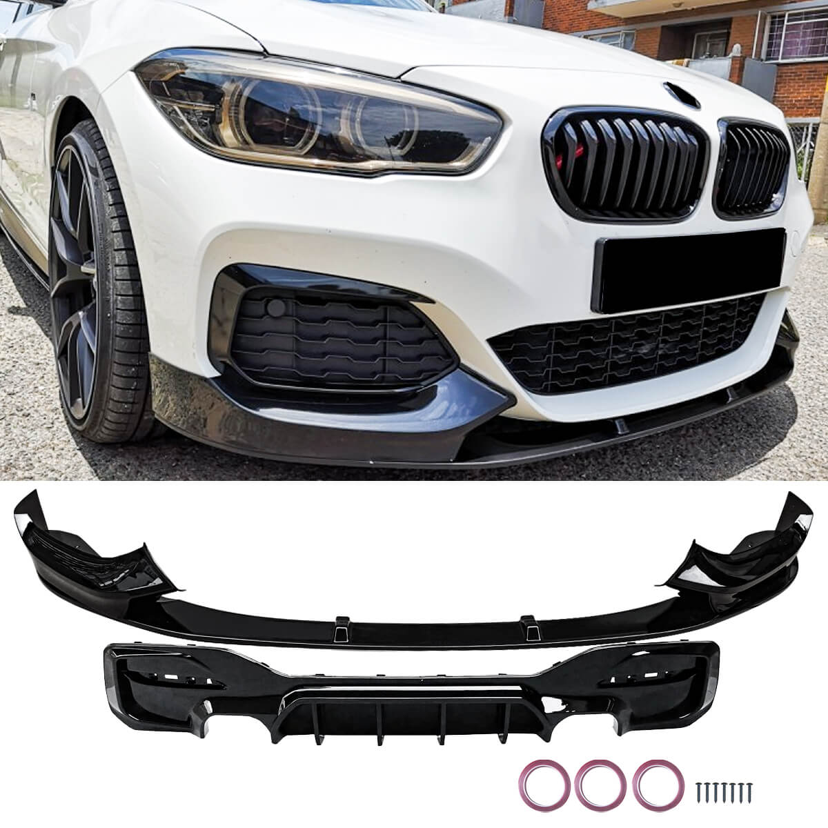 For BMW 1 Series F20 F21 M135 M140 Rear Diffuser Front Splitters ABS Gloss Black  body Kits