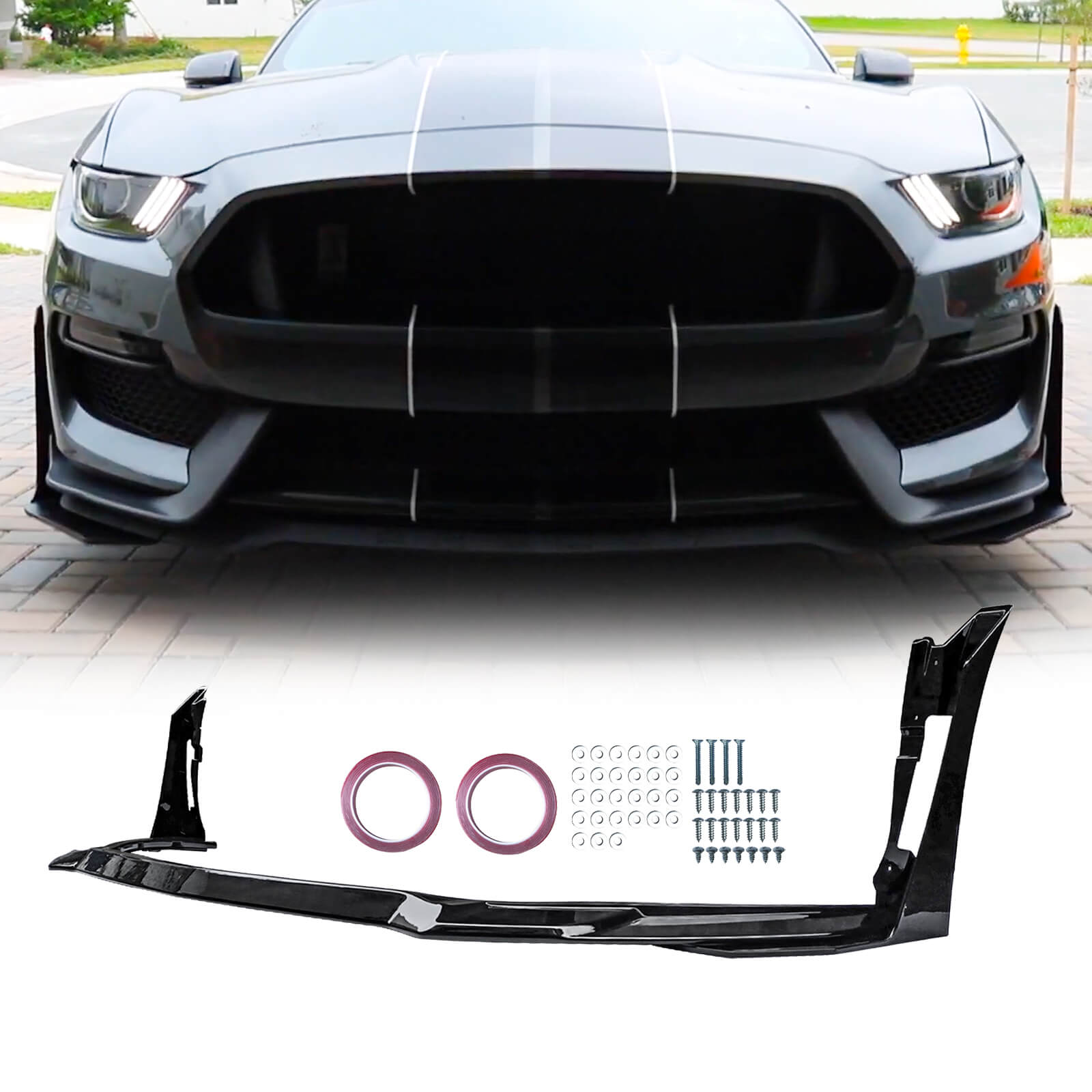MMOMOTORSPORT Front Lip For 15-17 Ford Mustang Chin Splitters Winglets
