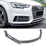 For 17-19 Audi A4 S-Line S4 B9 Front Lip Splitter 3 Pieces ABS Carbon Fiber Look
