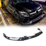 Front Lip for 19-21 Mercedes-Benz W205 19-23 C205 A205 C-Class Sport C300 Carbon Fiber Look