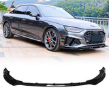 For 20-23 Audi A4 S-Line S4 B9 Facelift Front Lip Splitter 3 Pieces ABS Gloss Black