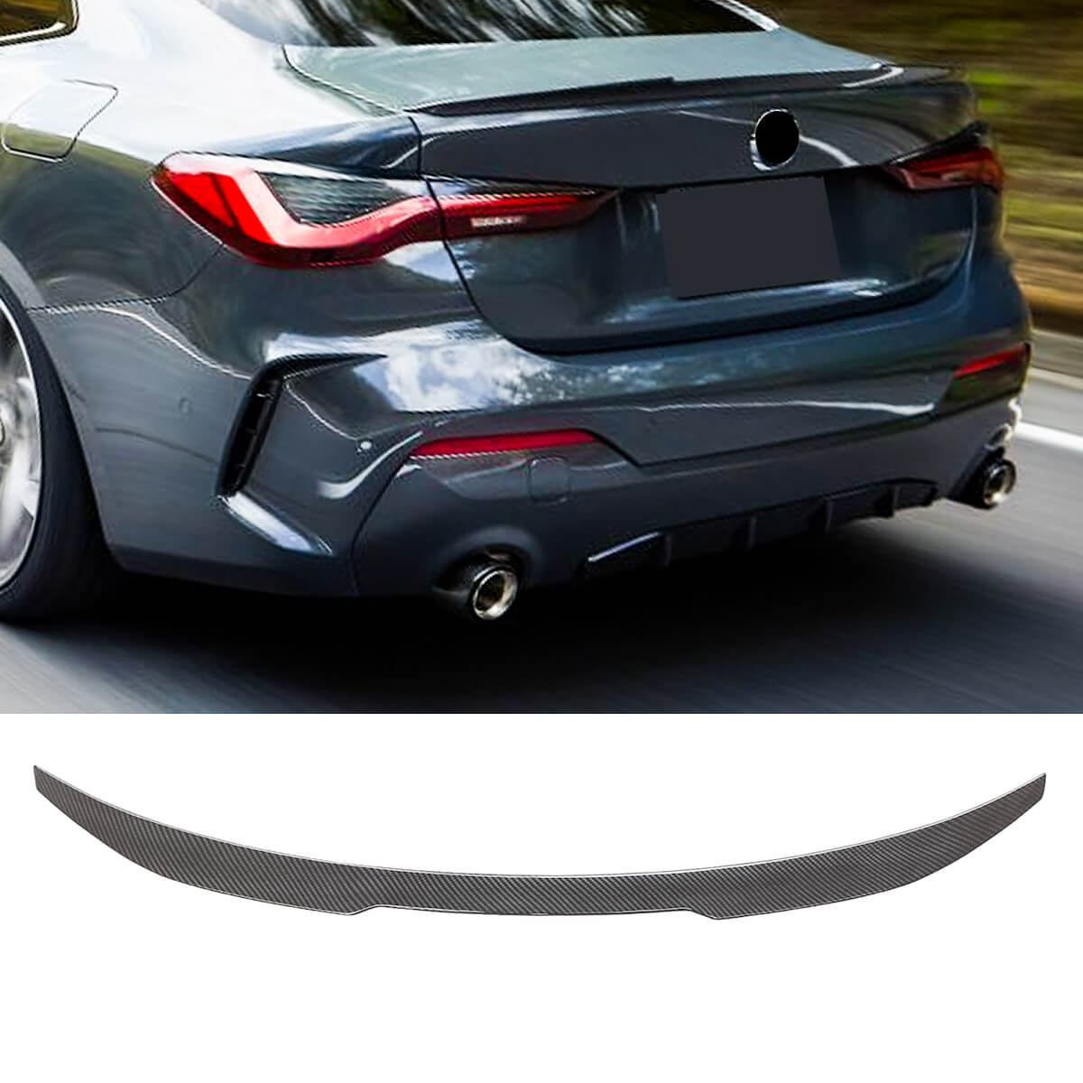 For 2020-2024 BMW 4 Series G22 Coupe 2DR Rear Spoiler ABS Carbon Fiber Look