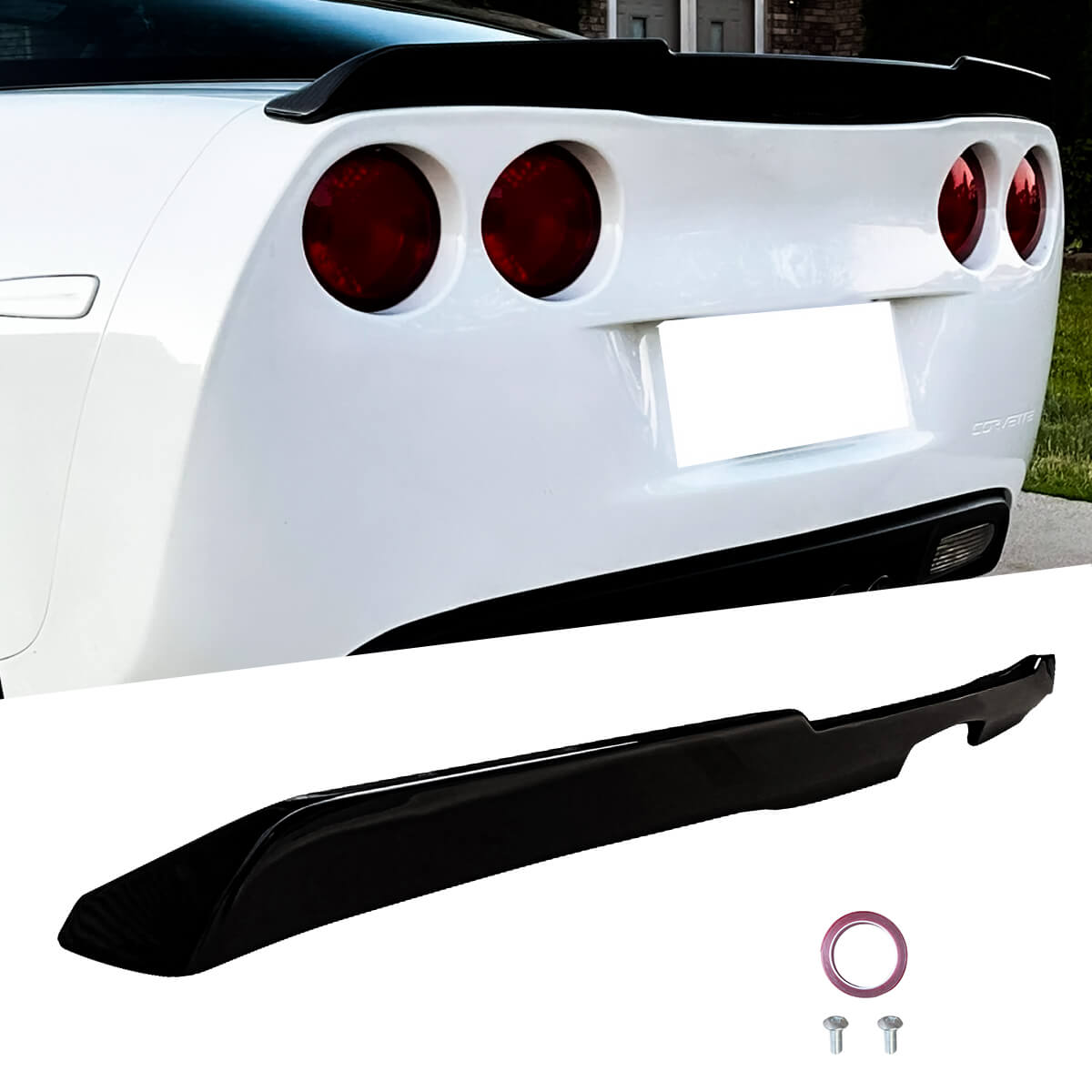 For 2005-2013 Chevrolet Corvette C6 Rear Spoiler Trunk Wing SpoilerGloss Black