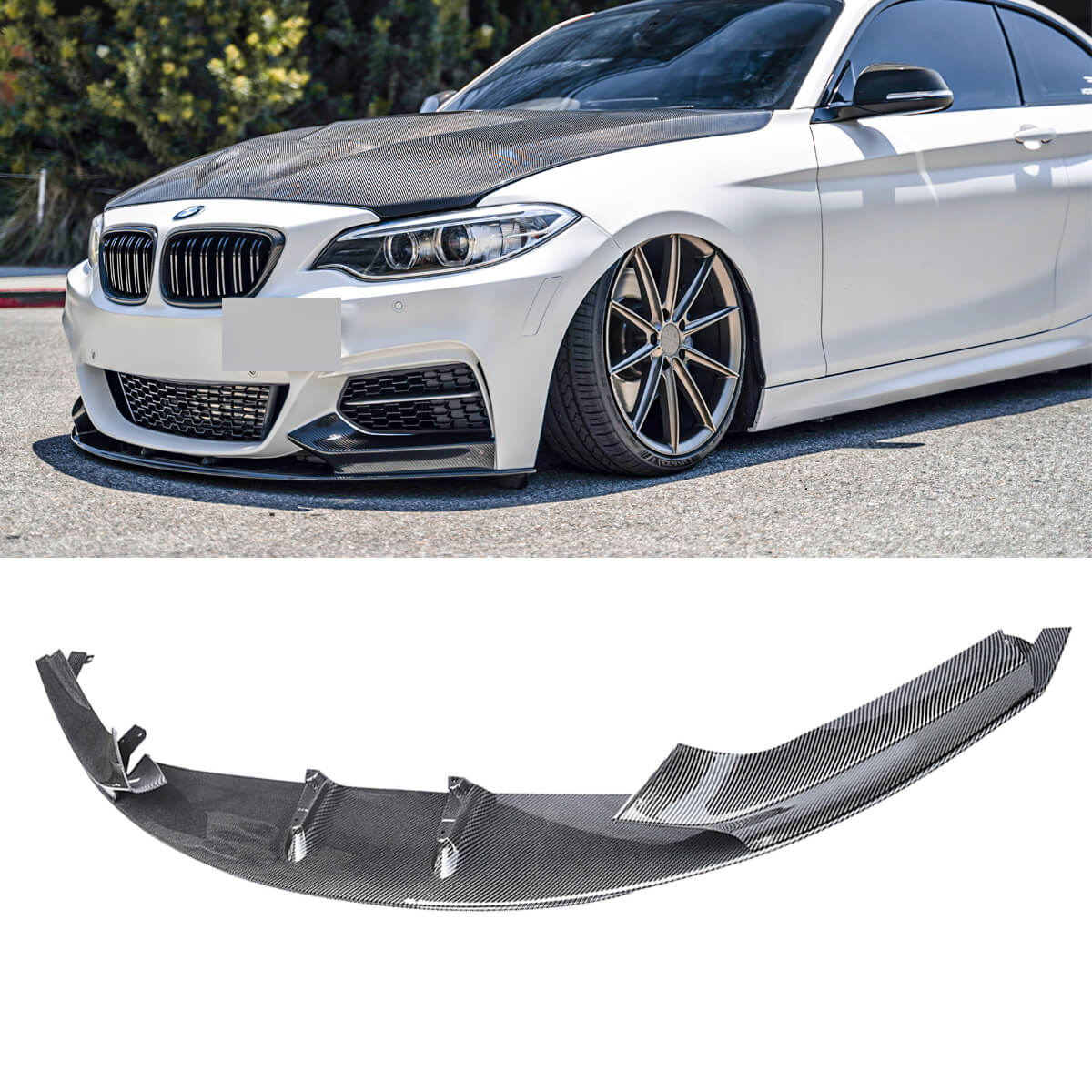 For 14-21 BMW 2 Series F22 F23 M Sport Front Splitters Carbon Fiber Look