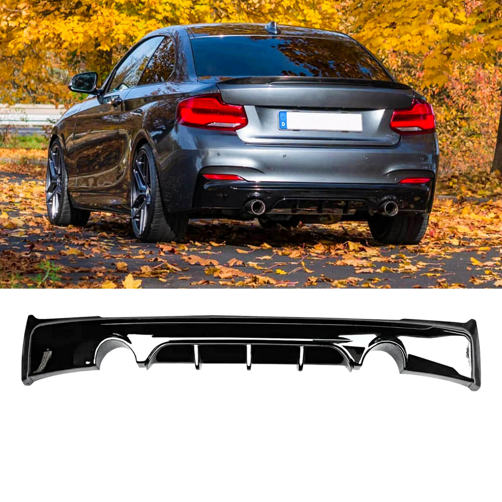 For 2014-2021 BMW 2 Series F22 F23 M Sport Rear Diffuser Gloss Black