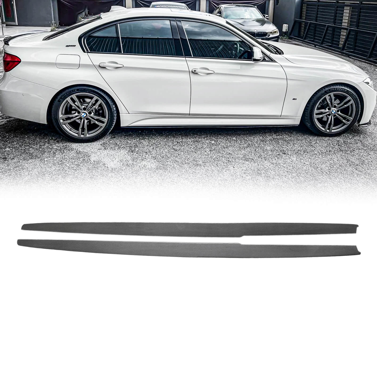 Side Skirts For 2012-2019 BMW 3 Series F30 M Sport Extension Panel Splitter Carbon Fibre Look
