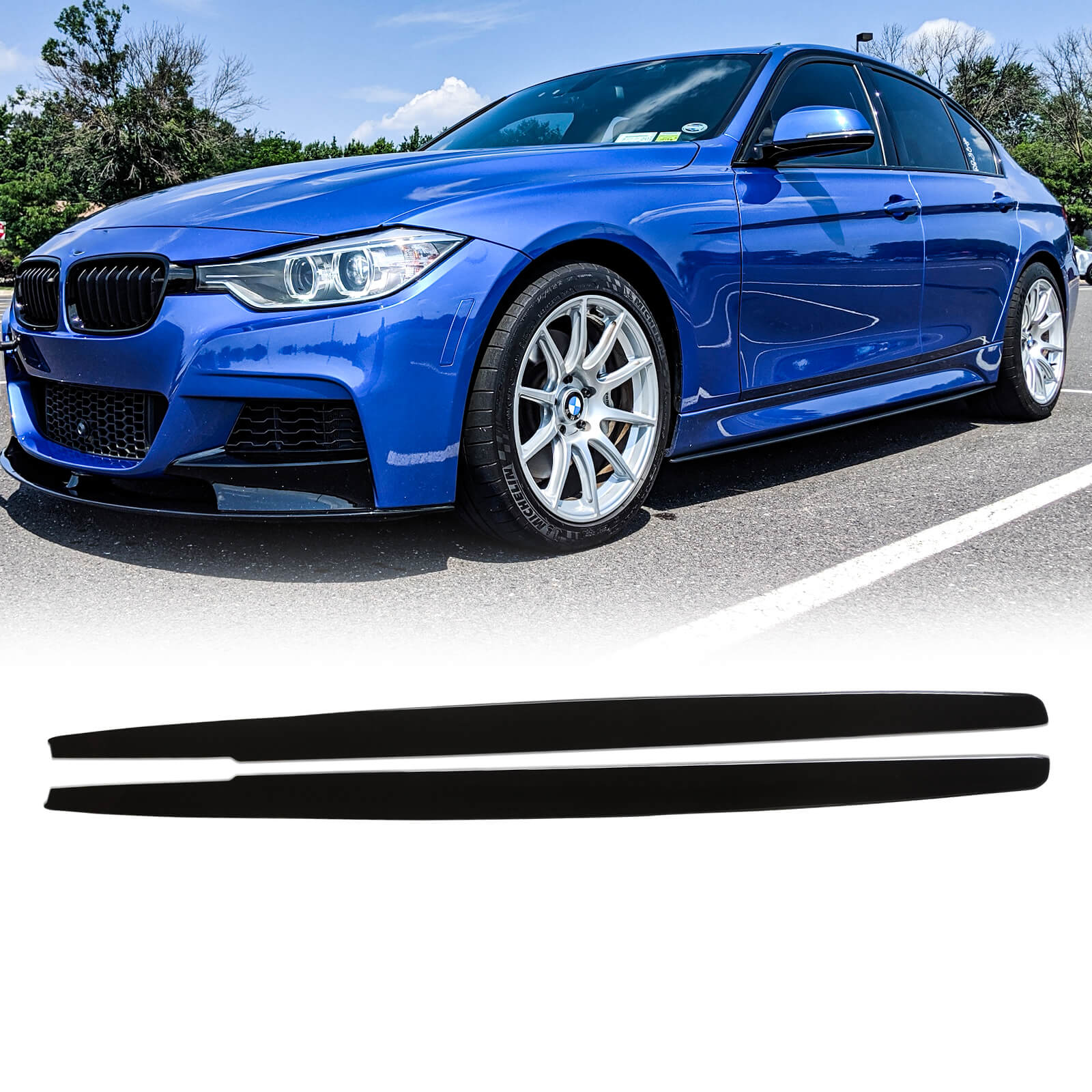 MMOMOTORSPORT Side Skirts For BMW 3 Series F30 M Sport ABS Gloss Black