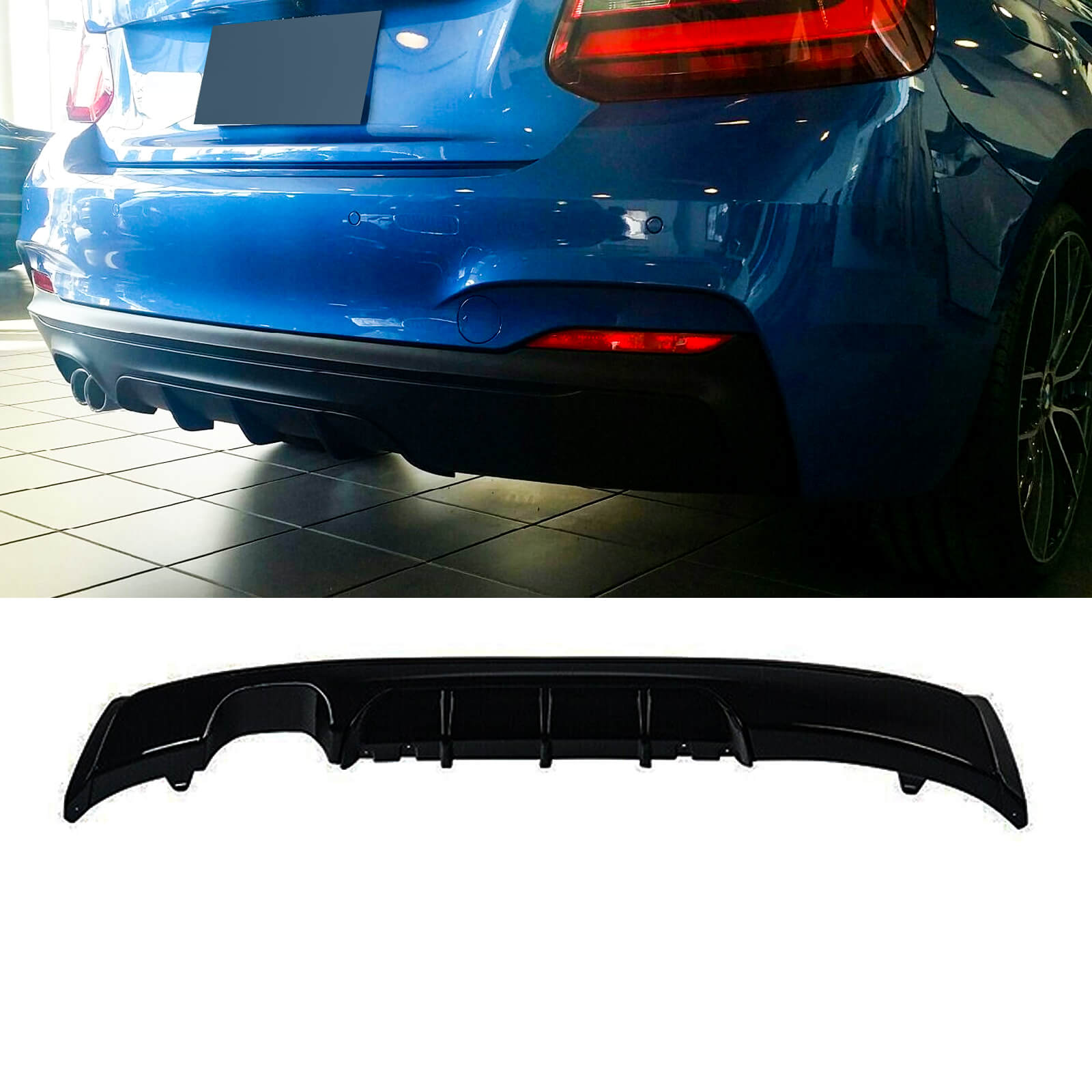 MMOMOTORSPORT Rear Diffuser For 14-21 BMW 2 Series F22 F23 M Performance Glossy Black