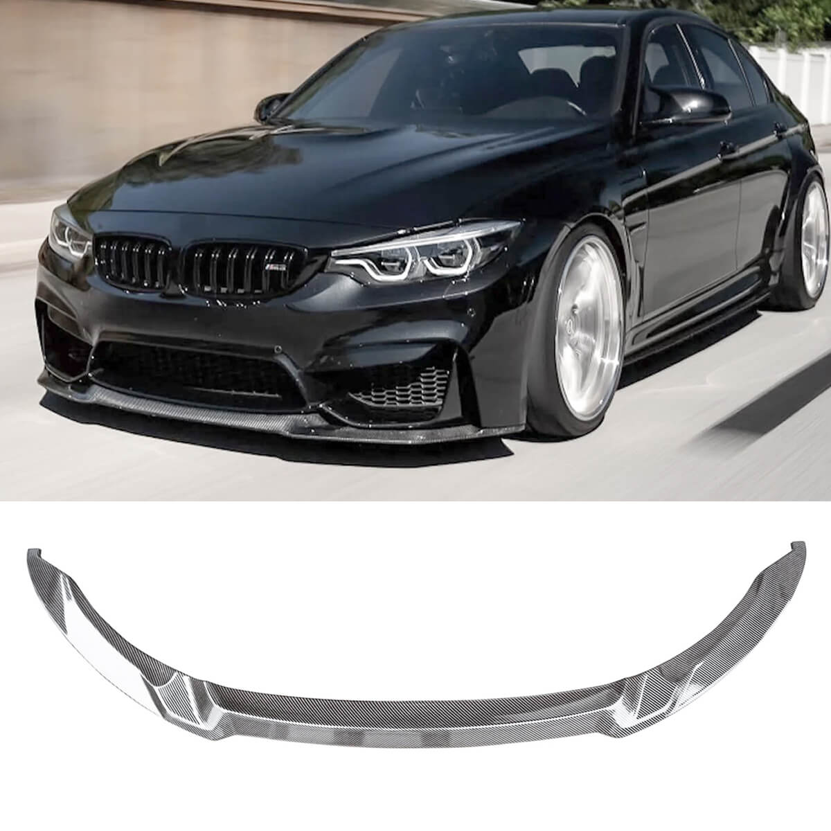 For BMW F80 M3 F82 F83 M4 2015-2020 1 Piece Style Front Bumper Lip Splitters Gloss Black
