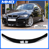 MMO Front Bumper Lip Splitter Fit for BMW 3 Series E90 E91 2004-2008 M Sport Pre-LCI Gloss Black ABS Sport Style
