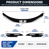 MMO Front Bumper Lip Splitter Fit for BMW 3 Series E90 E91 2004-2008 M Sport Pre-LCI Gloss Black ABS Sport Style