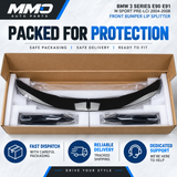 MMO Front Bumper Lip Splitter Fit for BMW 3 Series E90 E91 2004-2008 M Sport Pre-LCI Gloss Black ABS Sport Style