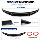 MMO Rear Trunk Lid Spoiler Wing Fit for BMW 3 Series E92 2005-2013 Painted Gloss Black One Piece M4 Style