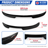 MMO Rear Roof Spoiler Wing Fit for Ford Fiesta ST-Line MK7 MK7.5 2008-2017 Painted Gloss Black ABS One Piece Sport Style Without Logo